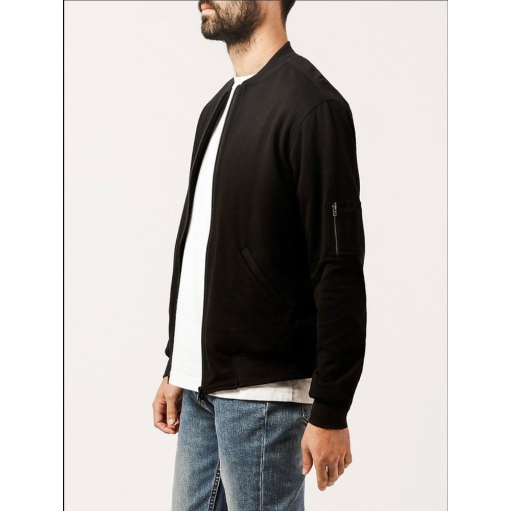 Kardo Max 100% Cotton Plaid Lined Full Zip Black Sweatshirt Bomber Jacket Medium
